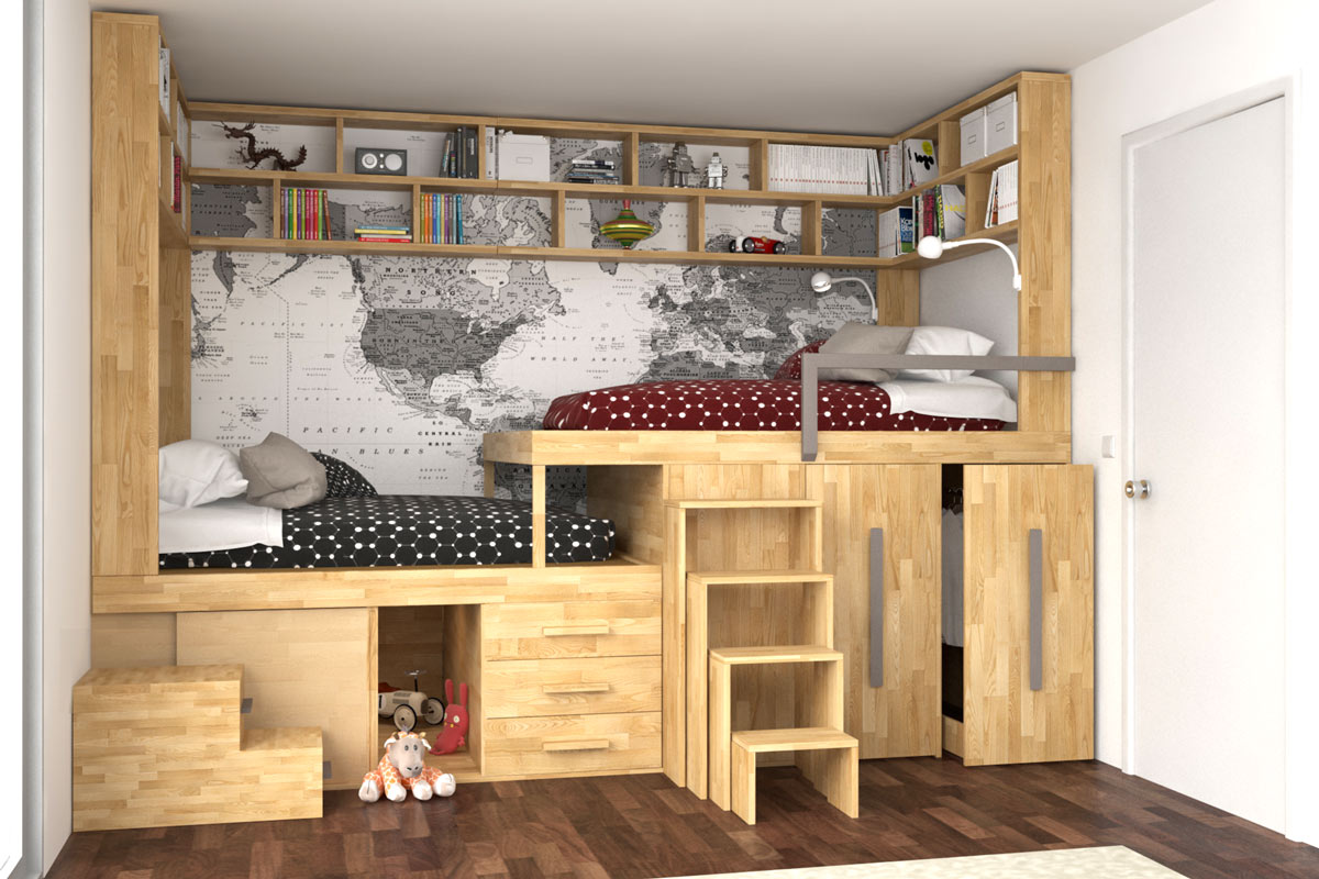 Petite chambre peu encombrante en bois massif